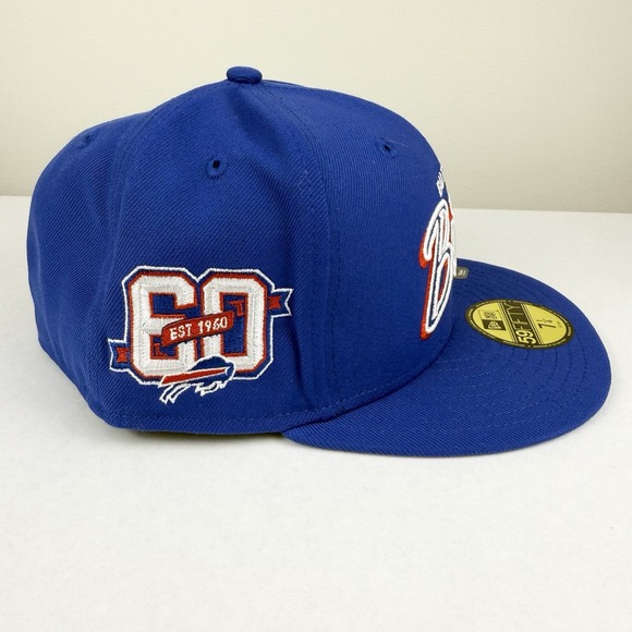 Buffalo Bills NWT Mens New Era 59FIFTY 7 1/4 Blue Cap Hat 60th Anniversary - Picture 4 of 9